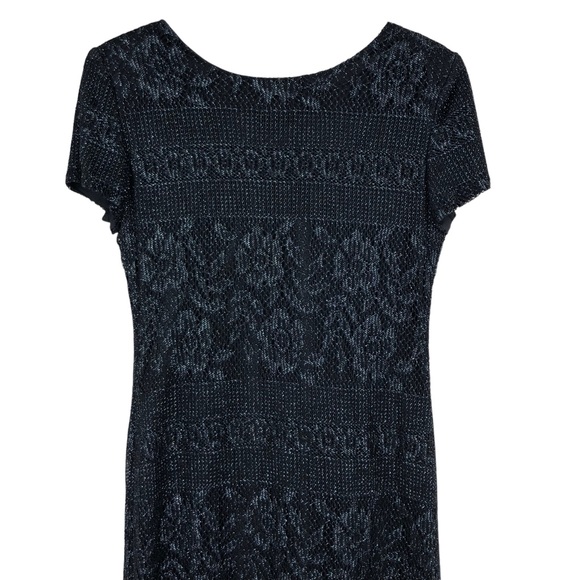 Jessica Howard Vintage 90s Maxi/Formal Dress, Black w/Blue Metallic Thread SZ 10 - Picture 4 of 13